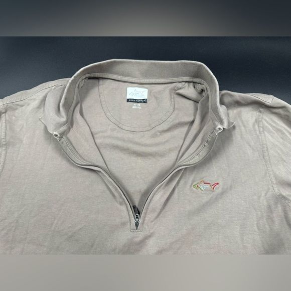 Greg Norman Performance Long Sleeve Polo 1/4 Zip Pullover Sweatshirt XL Tan - Picture 6 of 8